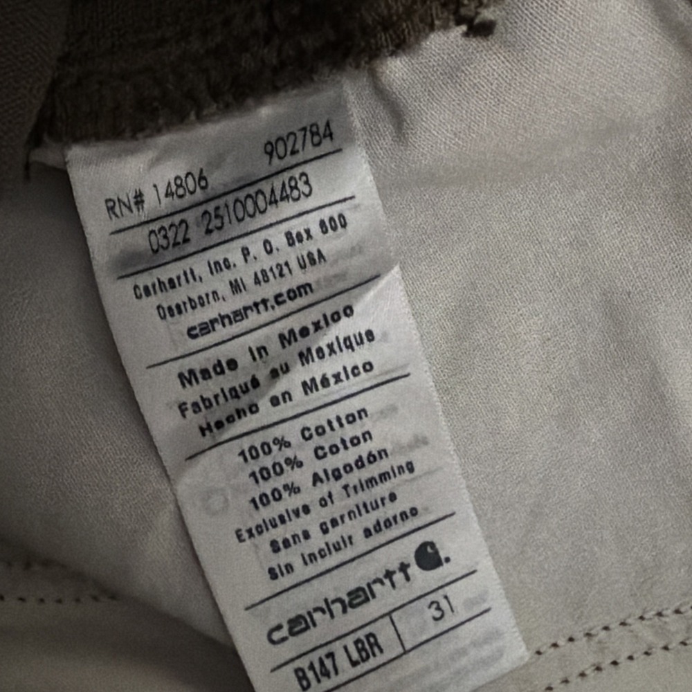 NWT Carhartt Canvas Cargo Work Shorts Men's 32x10 BS-0147-M Tan - Picture 8 of 11